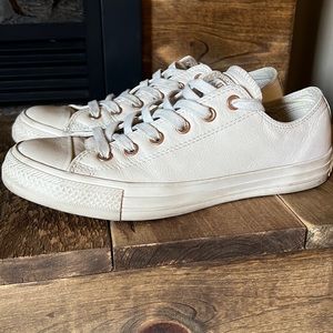 Rose gold leather converse